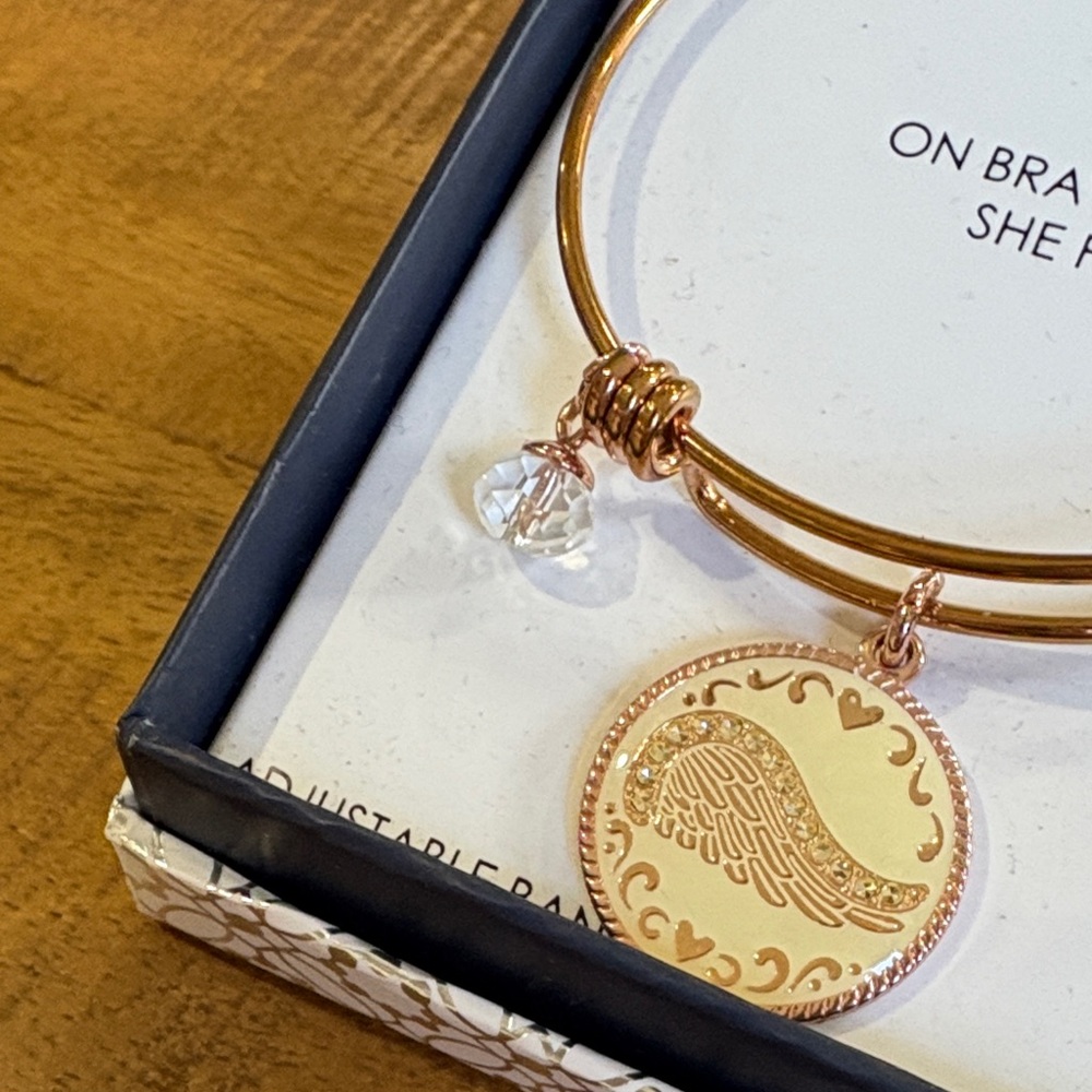 BELIEVE Gold Bangle Bracelet with Charms by SHINE
